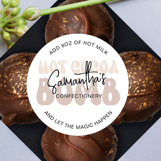 ホットココアボム指示トレンディーベージュレトロ ラウンドシール