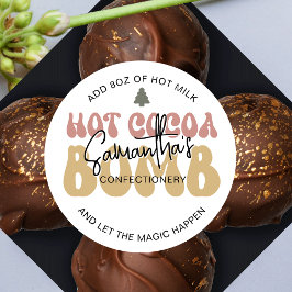 ホットココアボム指示ホリデーフェスティバルレトロ ラウンドシール