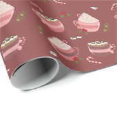 ホットココアマグパターンホリデーラッピング紙 ラッピングペーパー (ロールコーナー)