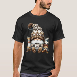 ホットココアマグ付きウィンターグノームの秋アクセサリー Tシャツ
