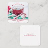 ホットココアマーシュマロ&キャンディーケーンクリスマス スクエア名刺 (正面/裏面)