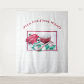 ホットココアマーシュマロ&キャンディーケーンクリスマス タペストリー (正面)
