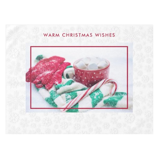 ホットココアマーシュマロ&キャンディーケーンクリスマス テーブルクロス (正面(横))