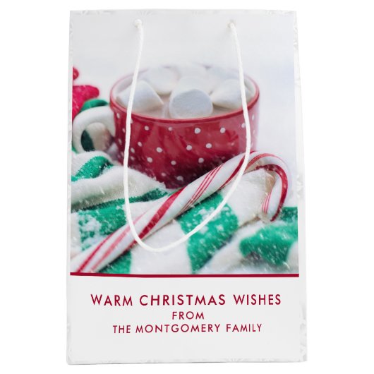 ホットココアマーシュマロ&キャンディーケーンクリスマス ミディアムペーパーバッグ (正面)