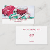 ホットココアマーシュマロ&キャンディーケーンクリスマス 名刺 (正面/裏面)