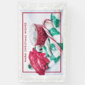 ホットココアマーシュマロ&キャンディーケーンクリスマス 横断幕 (縦)