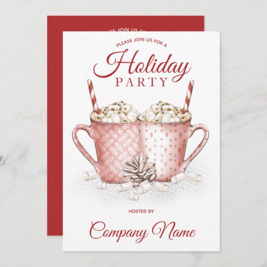 ホットココアムグストホ企業のリデーパーティ 招待状 (正面/裏面)