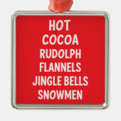 ホットココアルドルフFlannelsジンルベルズサンタ メタルオーナメント (正面)