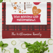 ホットココアレシピフェスティバルレッドプレイドカスタム キッチンタオル (折り畳み)