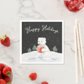 ホットココア付き水色ポーラクマ スタンダードカクテルナプキン (インサイチュ)