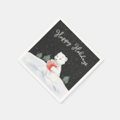 ホットココア付き水色ポーラクマ スタンダードカクテルナプキン (角)