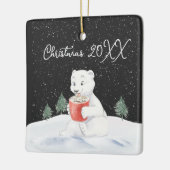 ホットココア付き水色ポーラクマ セラミックオーナメント (左)