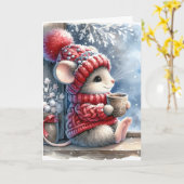 ホットココア付き窓のクリスマスマウス カード (黄色い花)