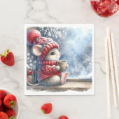 ホットココア付き窓のクリスマスマウス スタンダードランチョンナプキン (インサイチュ)