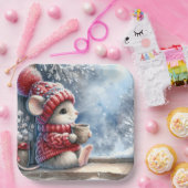 ホットココア付き窓のクリスマスマウス ペーパープレート (パーティー)