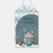 ホットココア冬の雪片を振りかける赤ちゃんシャワー ギフトタグ (正面)