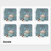 ホットココア冬の雪片を振りかける赤ちゃんシャワー スクエアシール (シート)