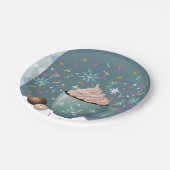 ホットココア冬の雪片を振りかける赤ちゃんシャワー ペーパープレート (アングル)