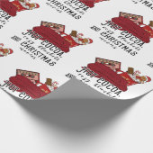 ホットココア居心地の良い毛布とクリスマス映画かわいい ラッピングペーパー (角)