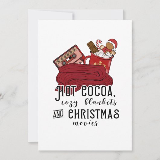 ホットココア居心地の良い毛布とクリスマス映画かわいい 招待状 (正面)