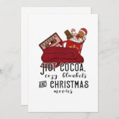 ホットココア居心地の良い毛布とクリスマス映画かわいい 招待状 (正面/裏面)