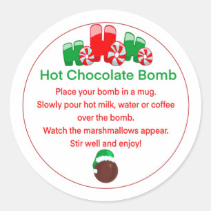 ホットココア爆弾シール、ホットチョコレート爆弾ラベル ラウンドシール