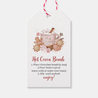 ホットココア爆弾スイーツとベビー外は寒い ギフトタグ