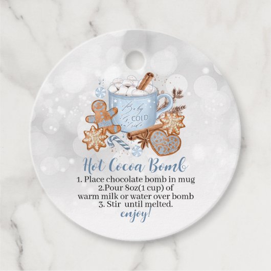 ホットココア爆弾スイーツとベビー外は寒い フェイバータグ (正面)