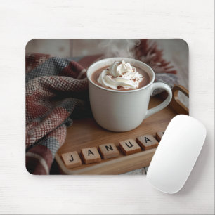 ホットココア1月のワードタイル マウスパッド