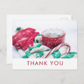 ホットココア & キャンディーケーン | クリスマスありがとう ポストカード (正面/裏面)