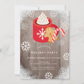 ホットココア&クッキーレッドホリデーパーティー招待状 招待状 (正面)