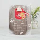ホットココア&クッキーレッドホリデーパーティー招待状 招待状 (スタンド正面)