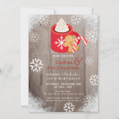 ホットココア&クッキーレッド誕生日招待状 招待状 (正面)