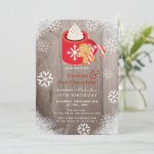 ホットココア＆クッキー 赤い誕生日招待状 招待状 (スタンド正面)