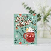 ホットココア – クリスマスホリデーマグブルー シーズンポストカード (スタンド正面)