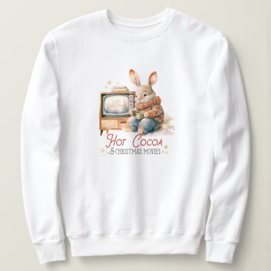 ホットココア&クリスマスムービーヴィンテージウサギ スウェットシャツ (デザイン正面)
