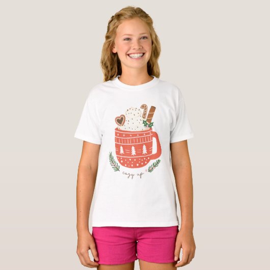 ホットココア クリスマス のリラックス Tシャツ (正面フル)
