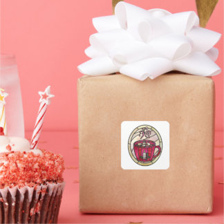 ホットココア、ホットチョコレートのステンドグラススタイル スクエアシール