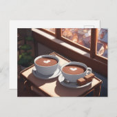 ホットココア、ポストクロッシング ポストカード (正面/裏面)