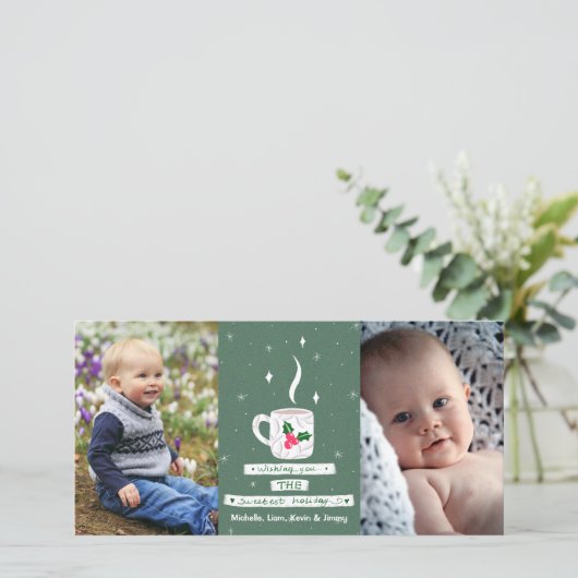 ホットコージークリスマスコアカスタム2写真ホリデー シーズンカード (スタンド正面)