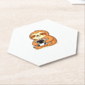 ホットコーヒリラックスープレミアムTシャツ付き可愛いナマケモノ ペーパーコースター (アングル)