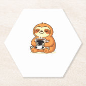 ホットコーヒリラックスープレミアムTシャツ付き可愛いナマケモノ ペーパーコースター (正面)