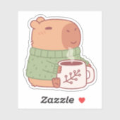 ホットコーヒーでセーターを着たかわいいキャピバラ シール (シート)