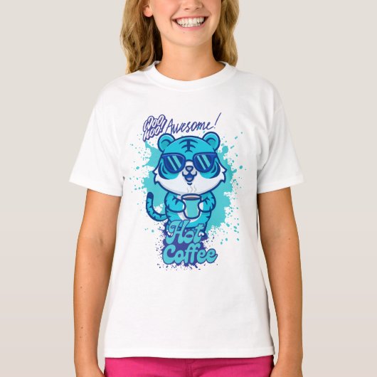 ホットコーヒーのトレンドデザイン Tシャツ (正面)