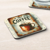 ホットコーヒーレトロティンサイン コースター (左側)