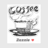 ホットコーヒー手描きクリップアート シール (シート)