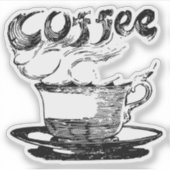 ホットコーヒー手描きクリップアート シール (正面)