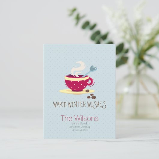 ホットコーヒー最も暖かい冬の願いポストカード ポストカード (スタンド正面)