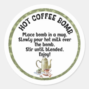 ホットコーヒー爆弾、ココア爆弾ラベル ラウンドシール