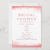ホットコーラルブライトウォーター色モダンブライダルシャワー 招待状 (正面)